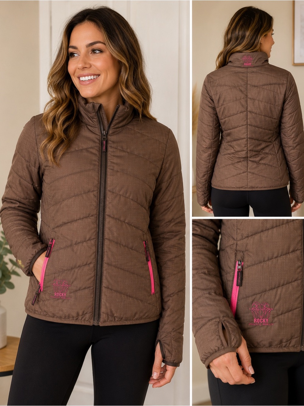 Rocky Athletic Mobility Insulated Quilted Jacket Women’s Small Brown Pink